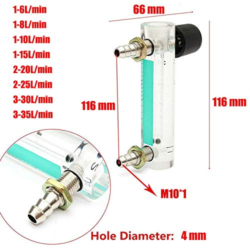Medidor Flujo Aire Medidor De Flujo De Aire YB-4M Con Válvula - Para Oxígeno, Aire Y Gas, Rango 0.1-1.5L/min, Acrílico Y Latón Medidor Acrílico Gas