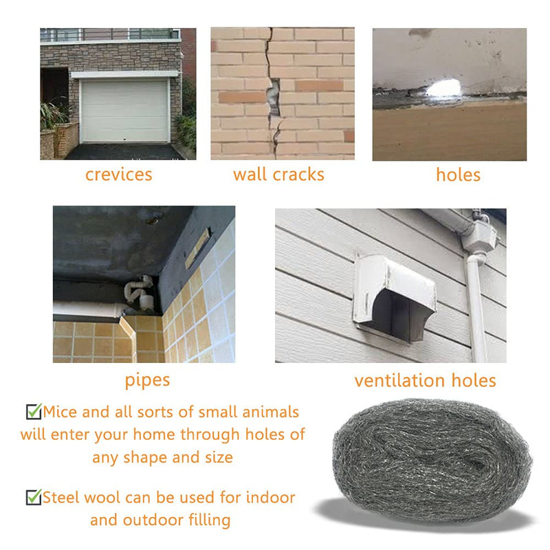 Steel Wool Mice Control, 3" X 10 Ft Hole Filler, Barrier For Rodents Pests Protect Vents Siding Pipes And More - View #4