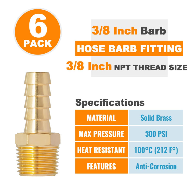 Raccord Réutilisable Barb En Laiton - 3/8 NPT X 3/8 ID - Pour Tuyaux Air, Liquides