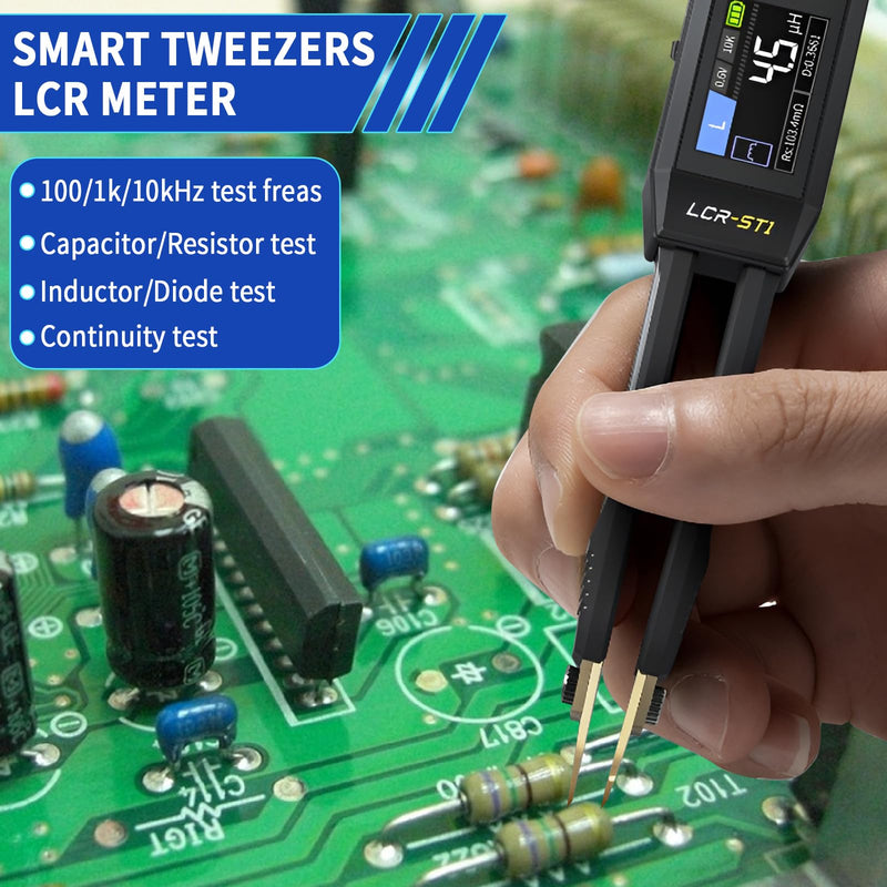 FNIRSI LCR-ST1 Smart Bridge Tweezer LCR SMD ESR Tester Resistance Capacitance Inductance Continuity Diode Test Auto Multimeter - 1420
