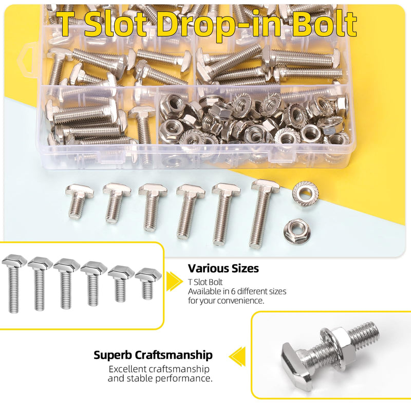 Tanstic 60 Sets M8 T Slot Drop-in Bolt Hammer Head Bolt T - View #5