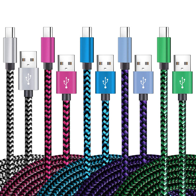 [Australia - AusPower] - USB Type C Cable Fast Charging, Tpc001 5 Pack(6Ft 3A) Braided C Charger Cables Compatible with Samsung S10e/note 9/s10/s9/s8 Plus/A80/A50/A20 