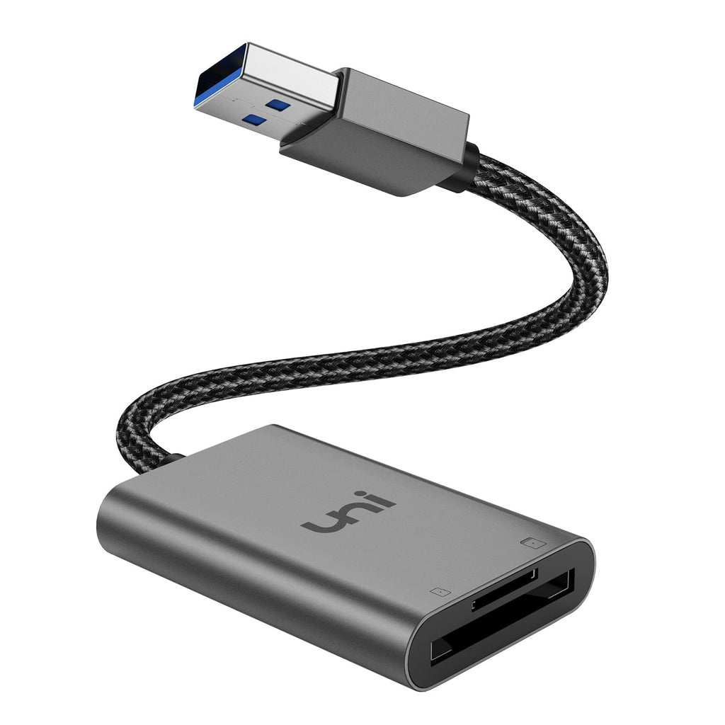 [Australia - AusPower] - uni SD Card Reader, High-Speed USB 3.0 to Micro SD Card Adapter, Aluminum Computer Memory Card Reader Dual Slots, for SD/SDXC/SDHC/MMC/Micro SDXC/TF/Micro SDHC | Laptop, PC, and More Grey 
