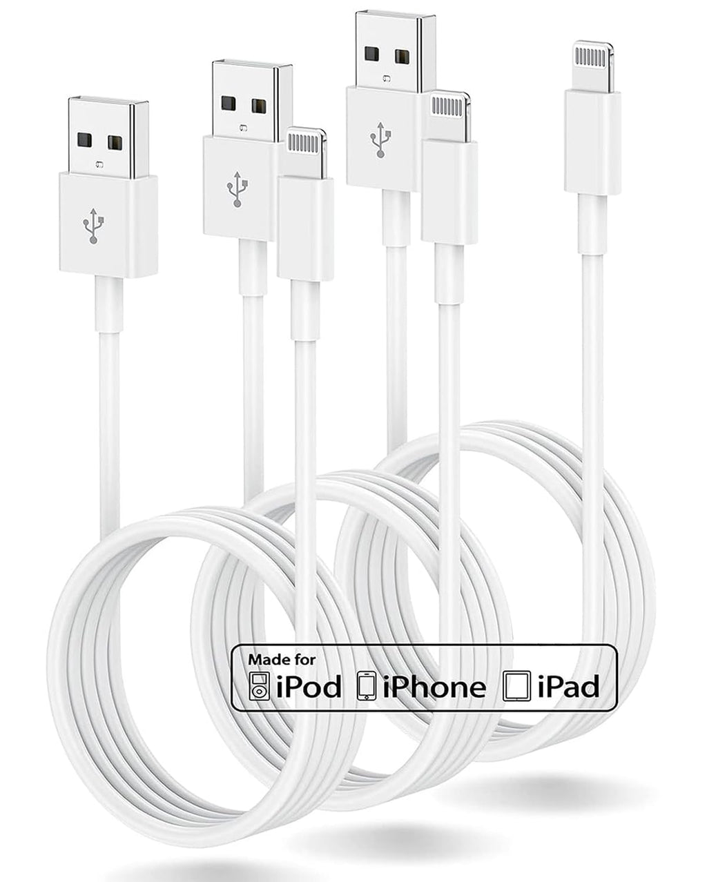 [Australia - AusPower] - 3ft iPhone Charger Apple MFi Certified, Apple Lightning to USB Cable 3 Feet,Fast Apple Charging Cable Cord 3 Foot for iPhone 14 Pro Max/13/13 Mini/13 Pro/12/11 Pro/11/XS MAX/XR/8/7/6s/5S/iPad 3PACK-Whites 