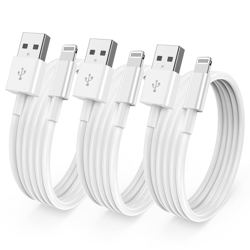 [Australia - AusPower] - 3 Pack[ Apple MFi Certified ] iPhone Charger 3ft, Lightning to USB Cable 3 Feet, Fast Apple Charging Cable Cord 3 Foot for iPhone 14 Pro Max/13 Pro Max/12 Mini /11 Pro/11/XS/XR/8/7/6s/6/5S/iPad/Air. 3PACK-White 