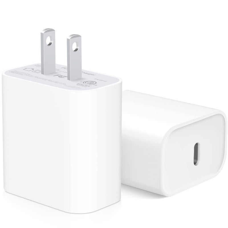 [Australia - AusPower] - [2 Pack] iPhone 15 14 13 12 11 Charger Block, USB C Wall Charger 20W PD Power Adapter for iPhone 15/15Pro/15Pro Max/15Plus/14/13/12/11, iPad 2Pack 