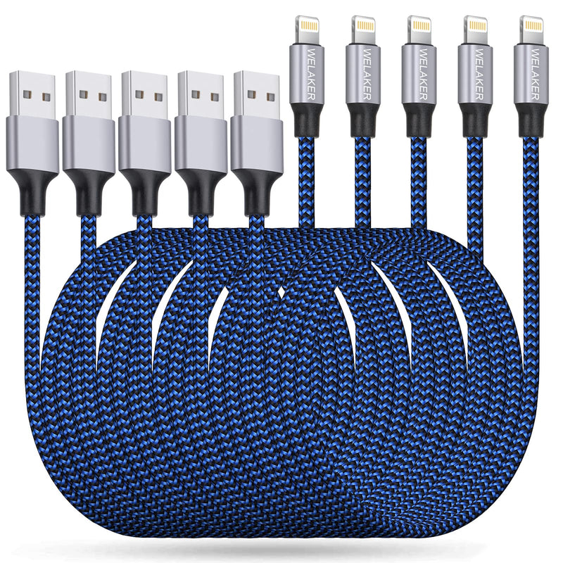 [Australia - AusPower] - iPhone Charger, Nylon Braided 5Pack 6ft Lightning Cable [MFi Certified] Fast Charging High Speed Data Sync Phone Cord Compatible with iPhone 14 13 12 11 Pro Max XS XR XS X Plus iPad Mini 