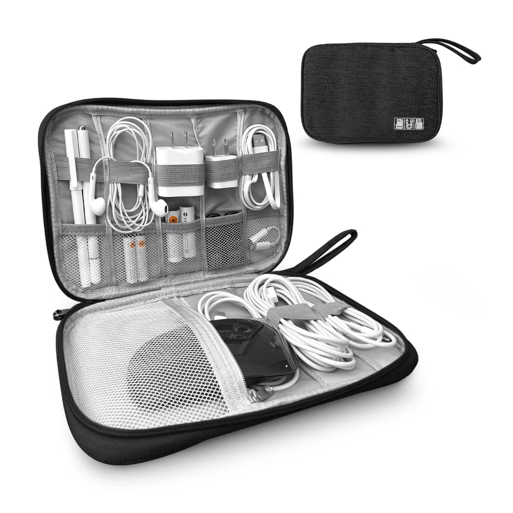 [Australia - AusPower] - Electronics Charger Organizer - Travel Cable Case for Cords, Chargers, and Tech Accessories Black 1 