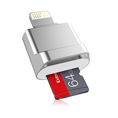 [Australia - AusPower] - Apple MFi Certified Lightning to Micro SD Card Reader for iPhone, iPad - Supports iOS 13, exFAT & FAT32 1 Slot Silver 