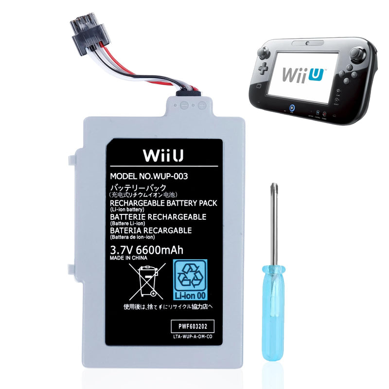 [Australia - AusPower] - 6600mAh Wii U Gamepad Battery Replacement Rechargeable Battery Pack Wii Accessories for Nintendo Wii U Gamepad WUP-010, WUP-012 