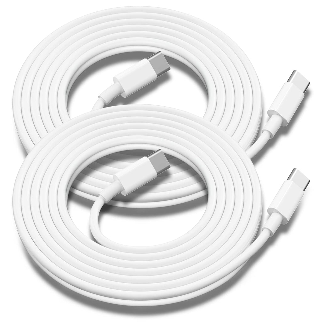[Australia - AusPower] - USB C to USB C Charging Cable for Apple 2Pack 10ft,Long Type C to C Fast Charger Cord,for iPhone 15/15 Pro/15 Plus/15 Pro Max, for MacBook Pro/2019/18/17/16, for IPad Air 4/5/Mini 6/Pro 12.9/11 60W 2Pack 10ft 60W-White 