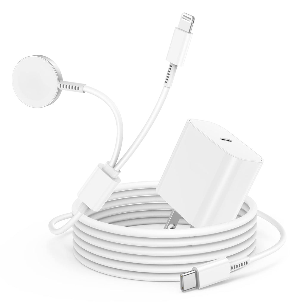 [Australia - AusPower] - Upgraded USB C Apple Watch Charger, [MFi Certified] 2 in 1 Magnetic iWatch Fast Charging Cable Cord 6ft with 20W Type C Wall Plug Block for Apple Watch Series 8/7/SE/6/5/4/3/2/1/iPhone 14/13/12/11/XS 