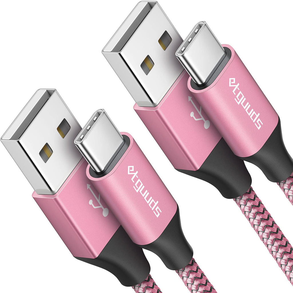 [Australia - AusPower] - etguuds Pink USB C Cable 6ft Fast Charge, 2-Pack USB A to USB C Type Charger Cord for Samsung Galaxy S23 S22 S21 S20 S10 S10E, A10e A11 A13 A03s A52 A53, Z Fold 4 3/Flip 4 3 5G, Note 20 10 9, Moto G 
