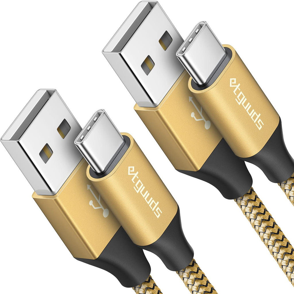 [Australia - AusPower] - etguuds Gold USB C Cable 3ft Fast Charging, 2-Pack USB A to USB C Type Charger Cord for Samsung Galaxy S23 S22 S21 S20 S10 S10E, A10e A11 A13 A03s A52 A53, Z Fold 4 3/Flip 4 3 5G, Note 20 10 9, Moto G 
