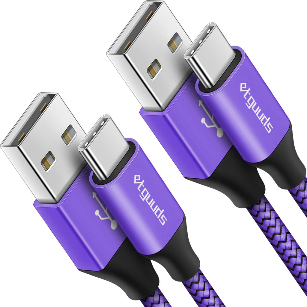 [Australia - AusPower] - etguuds Purple USB C Cable 10ft Fast Charging, 2-Pack USB A to USB C Type Charger Cord for Samsung Galaxy S23 S22 S21 S20 S10 S10E, A10e A11 A13 A03s A53, Z Fold 4 3/Flip 4 3 5G, Note 20 10 9, Moto G 