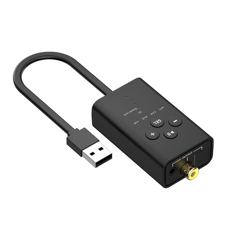 [Australia - AusPower] - 5.2 Bluetooth Audio Receiver, USB Audio Converter, Fiber coaxial AUX Output Digital Audio converterFor PC,Win7/8/10 