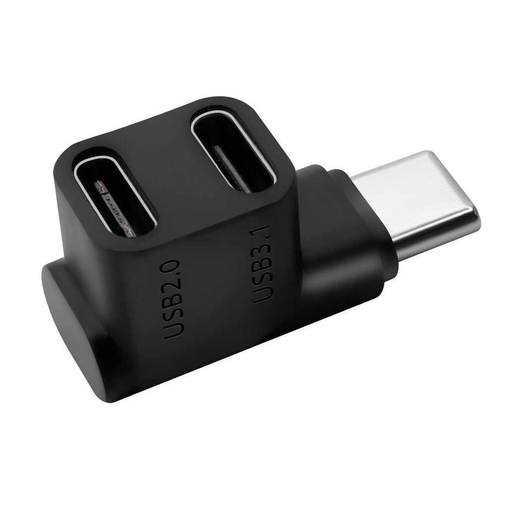 [Australia - AusPower] - GELRHONR USB C Splitter Adapter,Type-C to 2 USB 3.1 USB C PD100W Charging Connector,Support Data/VideoTransfer,90 Degree USB C Male to Dual USB-C Female Adapter for Steam,Phone,Laptop 