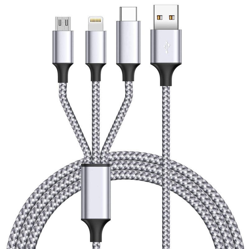 [Australia - AusPower] - OCEEK Multi Charging Cable 4FT 3 in 1 Charging Cable Nylon Braided Universal Multiple Fast Charging Cord with Type-C, Micro USB and IP Port for Charging Cell Phones & More 