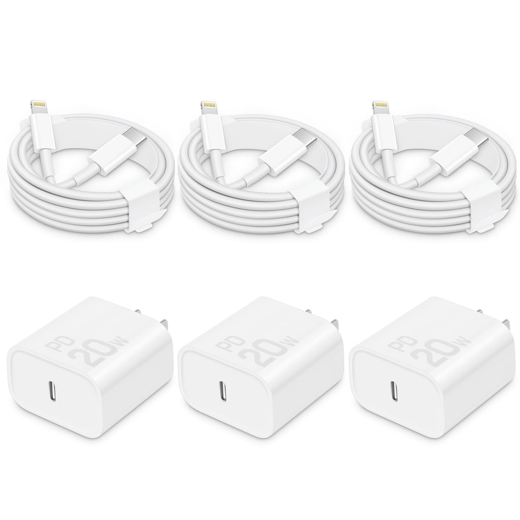 [Australia - AusPower] - i Phone Charger Fast Charging- 20W USB C Wall Charger Block with 6Ft Charger Cord [MFi Certified] Compatible with i Phone 14/13/12/11/X Series, i Pad & More [3Pack] 