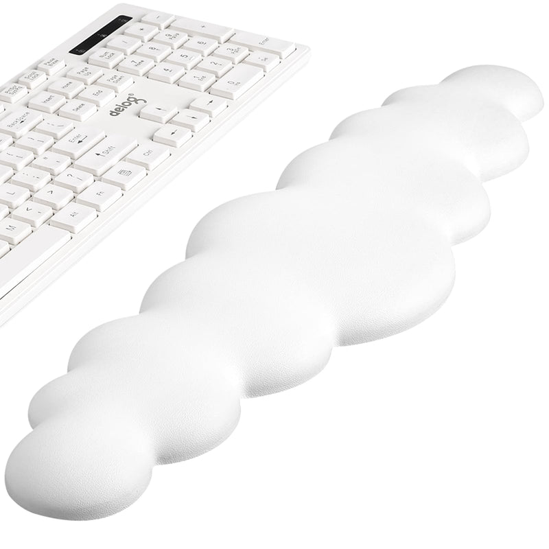 [Australia - AusPower] - Keyboard Cloud Wrist Rest PU Leather Keyboard Pad High Density Memory Foam Wrist Pad with Non-Slip Base for Typing Pain Relief Soft Keyboard Hand Rest for Home Office Laptop/Computer/Gaming White 