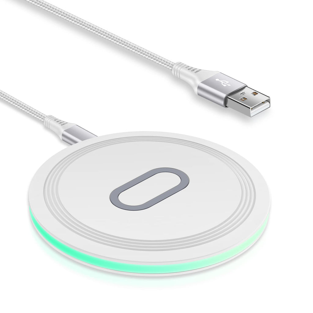[Australia - AusPower] - 15W Wireless Charger Fast Charging Pad Compatible Samsung Galaxy S23 S22 S21 S20 Ultra 5G FE S10 S9 S8 S7 S6, Note 20 10 9 8, Z Fold4/3/2, Z Flip4/3, iPhone 14 13 12 11 Pro Max, Google Pixel 7 6 5 4 White 