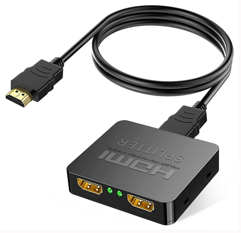 HDMI Splitter 1 in 2 Out (Mirror ONLY), 4K HDMI Splitter for Dual Monitors