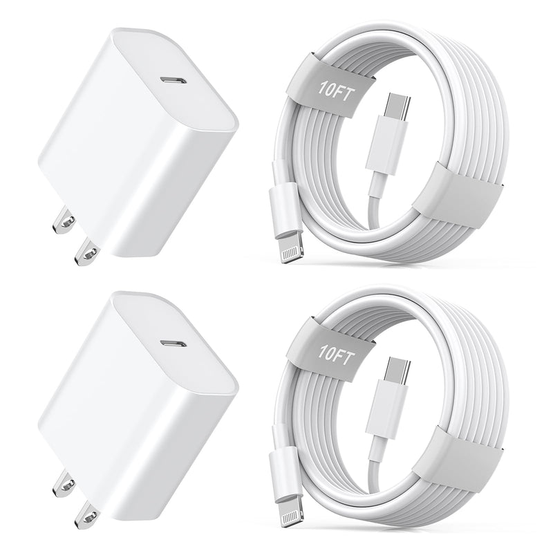 [Australia - AusPower] - Phone 12 13 14 Fast Charger,[MFi Certified] 2Pack 20W Phone Charger Fast Charging Block Adapter with 10FT USB-C to Lightning Data Sync Charging Cord for iPhone 14 13 12 11 Pro Max Xs Xr X 8 