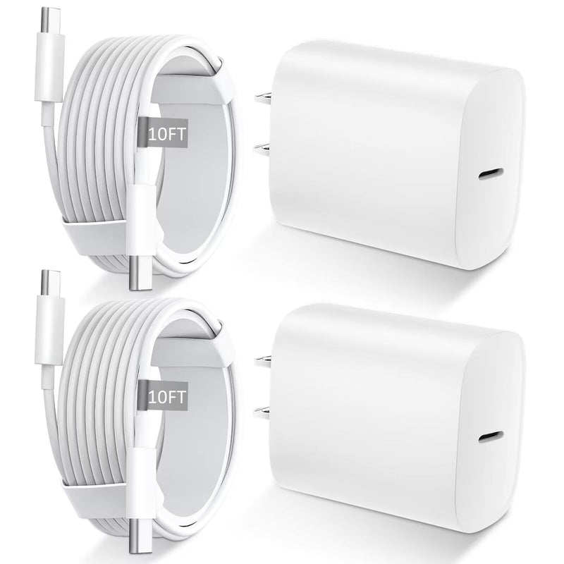 [Australia - AusPower] - iPhone 15/15 Pro Max Charger Fast Charging,20W USB C Fast Charger Block iPhone 15 Charger Cord 10FT Long USB C to C Charging Cable for iPhone 15 Pro Max/15 Pro/15/15 Plus,iPad Pro 12.9"/11",iPad Air White 