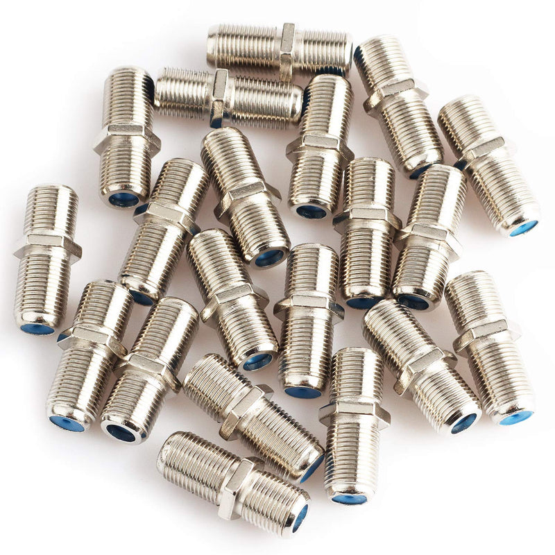[Australia - AusPower] - Pasow F81 Barrel Connectors High Frequency 3GHz Female to Female F-Type Adapter Couplers (20 pcs, Silver) 20 pcs 