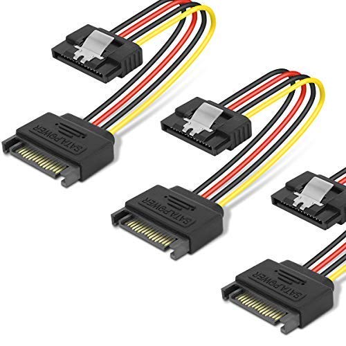 [Australia - AusPower] - SATA Power Extension Cable, Benfei 3 Pack 15 Pin SATA Male to Female Extender Cable Cord Adapter for Hard Drive Disk, HDD, SSD, PCIE, 8 inches 