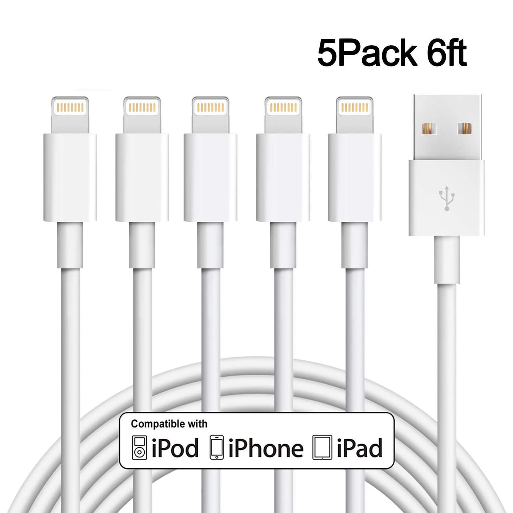 [Australia - AusPower] - Sundix iPhone Charger, 5 Pack 6ft Lightning Cable iPhone Charging Syncing Cord Charger Cable Compatible iPhone X 8 8Plus 7 7Plus 6S 6Splus 6 6Plus SE 5 5S 5C More 