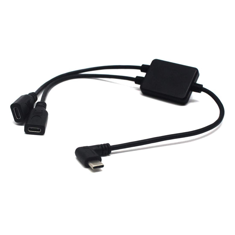 [Australia - AusPower] - USB-C Splitter with IC, AWADUO 90 Degree Type C Hub 1 Male to 2 Female Extension Cable, USB C Splitter Y 30cm 