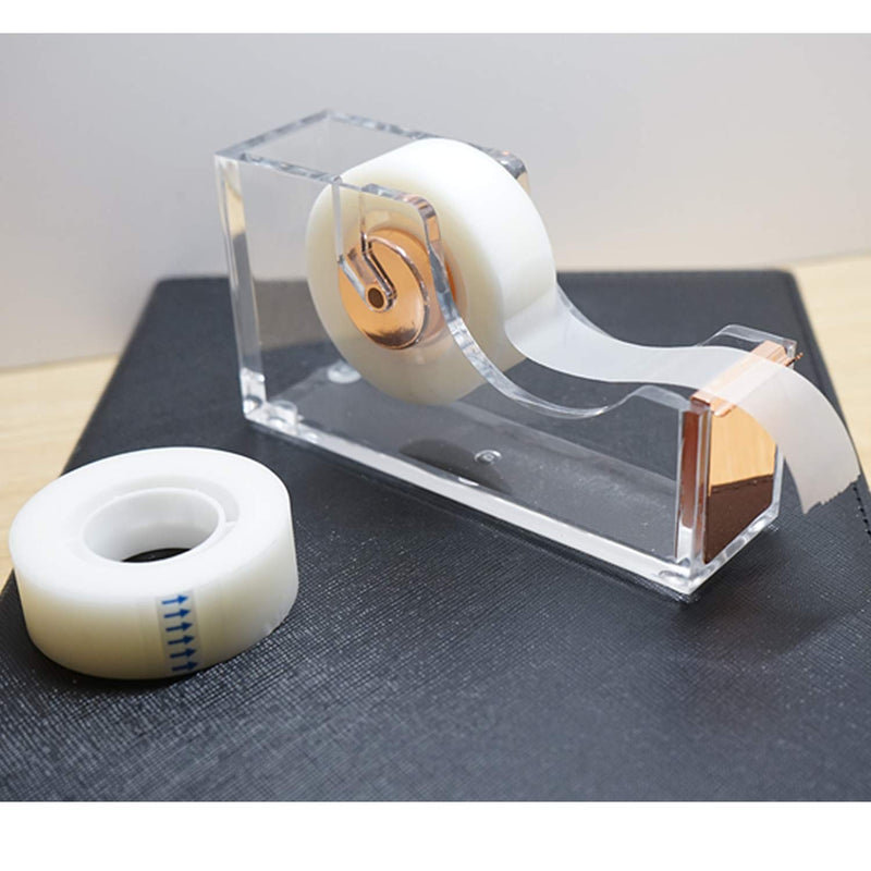 KIDMEN Office Tape Dispenser,Transparent Acrylic Tape DispenserRose