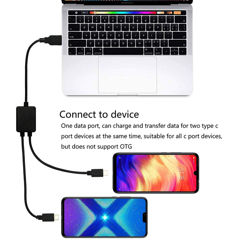 [Australia - AusPower] - USB-C Splitter with IC, AWADUO 90 Degree Type C Hub 1 Male to 2 Female Extension Cable, USB C Splitter Y 30cm 