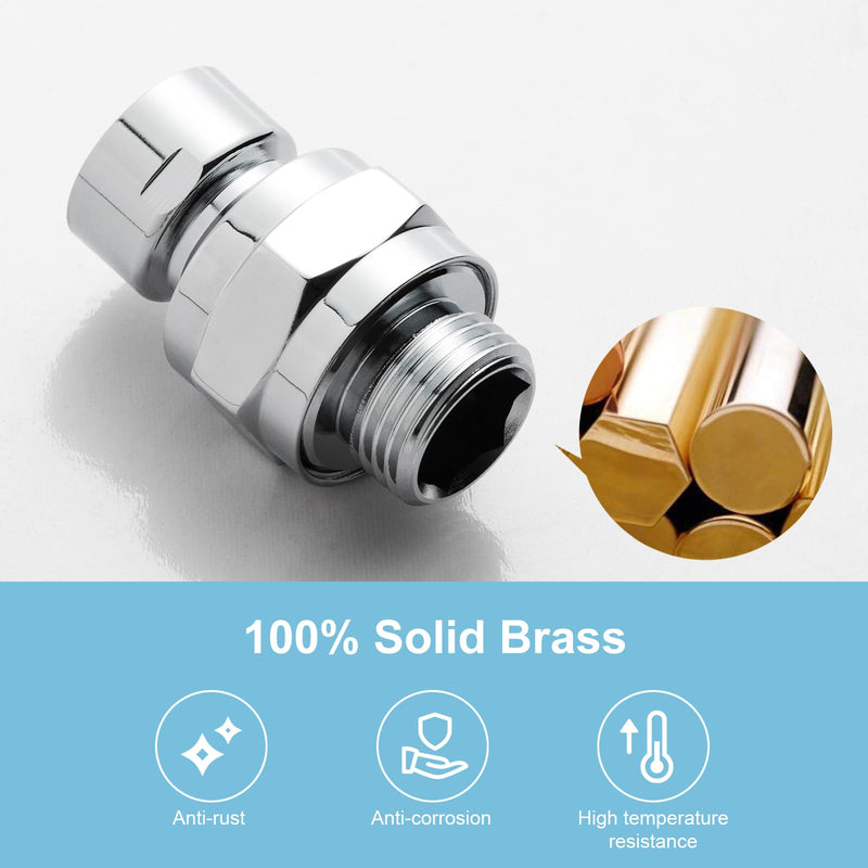 OFFO All Metal Shower Head Swivel Ball Adapter, Solid Brass Adjustable