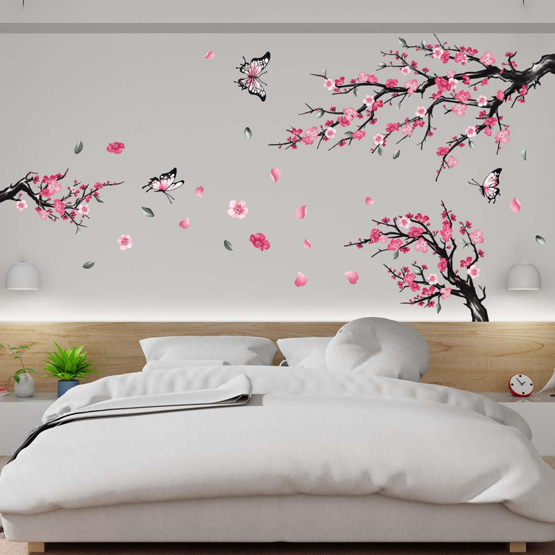 PinkEleph Pink Watercolor Cherry Blossom Flower Wall Stickers - Tree ...