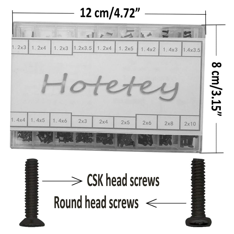 [Australia - AusPower] - HOTMMGR Small Screws Assortment Kit 18 Kinds M1.2 / M1.4 / M2.0 Tiny Micro Screws Set for Glasses Watches (Black) 