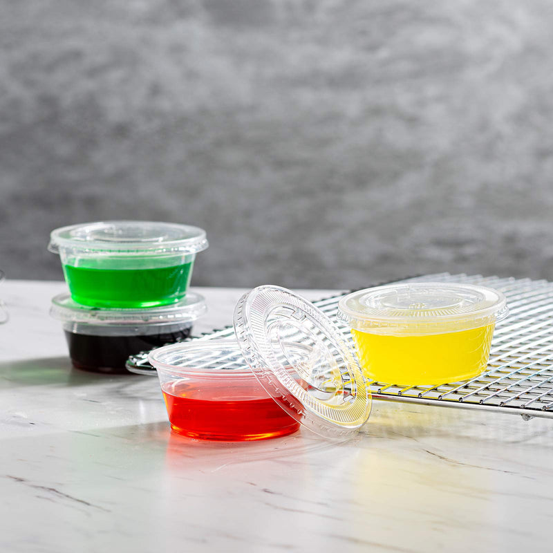 Mr. Miracle Jello Shot Souffle Cups and Lids. 1-Ounce. Translucent