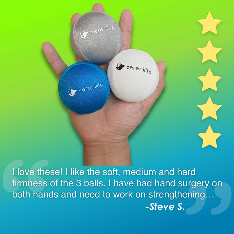 Serenilite Hand Therapy Exercise Stress Ball Bundle TriDensity