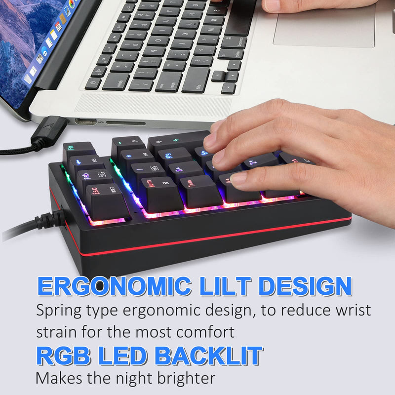 Motospeed Macro Mechanical Numeric Keypad USB Wired 21 Keys Mini Numpad