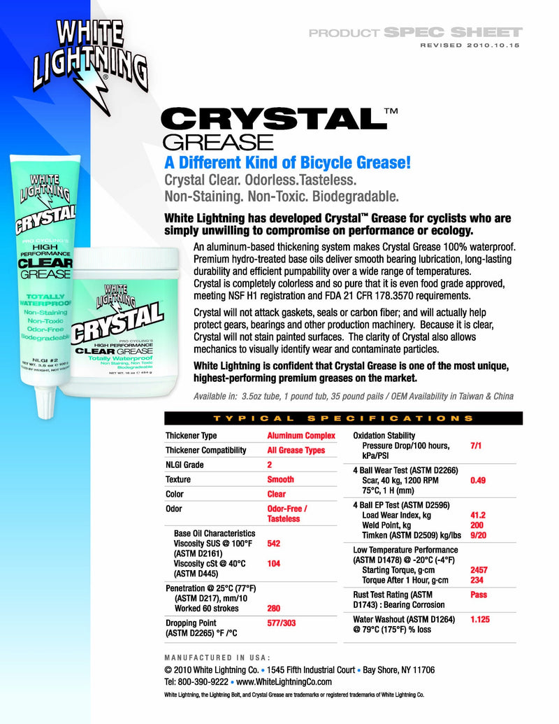 White Lightning Crystal Grease Biodegradable 1lb Tub AusPower Australia