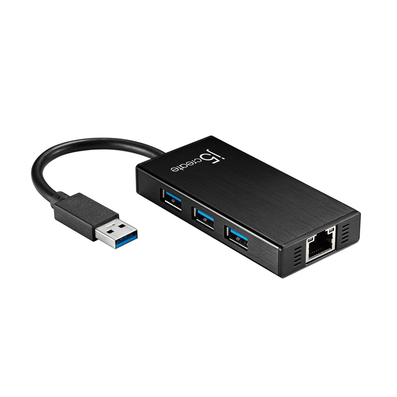 [Australia - AusPower] - j5create USB 3.0 Multi-Adapter Hub- 3X USB 3.0 SuperSpeed Ports, Gigabit RJ45 Ethernet, Compatible with Windows and MacOS 