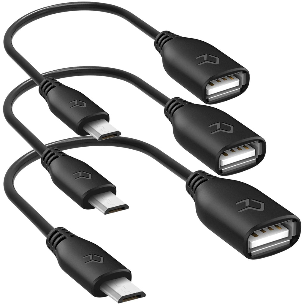 [Australia - AusPower] - Rankie Micro USB (Male) to USB 2.0 (Female) Adapter, On-The-Go (OTG) Convertor Cable, 3-Pack, Black 