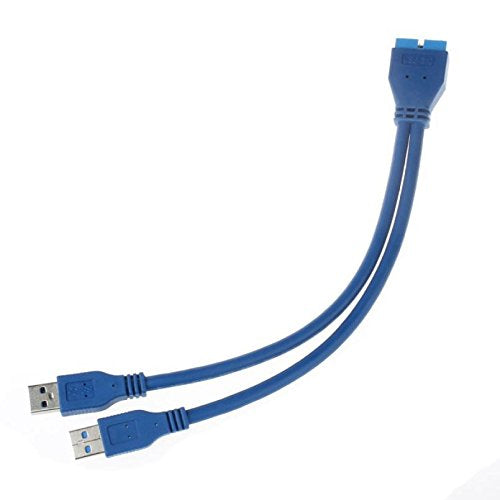[Australia - AusPower] - JSER 2 Port USB 3.0 A Male to 20 Pin Male Motherboard Extension Cable Adapter 