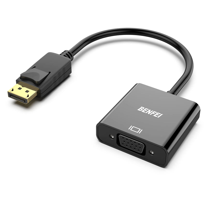 [Australia - AusPower] - BENFEI DisplayPort to VGA, Gold-Plated DP to VGA Adapter (Male to Female) Compatible for Lenovo, Dell, HP, ASUS 1 Black 