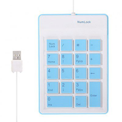 [Australia - AusPower] - Mini Silicone 18 Key Number Keyboard Pad with Retractable USB Cable Foldable Soft Waterproof Roll Up Silica Gel Computer Desktop Keyboard for PC Laptop Notebook (Blue) 
