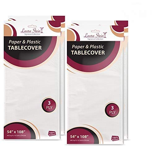 [Australia - AusPower] - Laura Stein Disposable Paper & Plastic White Tablecovers 3 Ply, 54'' x 108'' Pack Of 4 