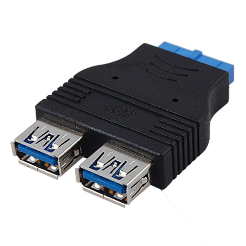 [Australia - AusPower] - SinLoon 2 Ports USB 3.0 Female to USB3.0 Motherboard Female 20 Pin Header Connector Extension Adapter Slot Adapter Splitter for USB Ports Directly to Your Motherboard (USB3.0 Connector 20 PIN) 