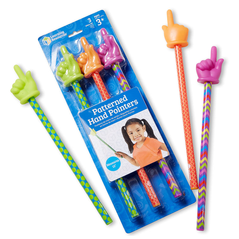 [Australia - AusPower] - Learning Resources Patterned Hand Pointers, Homeschool, Classroom Pointer for Kids, Reading Pointers, Set of 3, Ages 3+ 