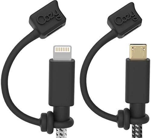 [Australia - AusPower] - [4-Piece] Cozy USB Caps for Micro USB Cable & Compatible with Apple Charging Cable (Black) Lightning/Micro USB - Black 
